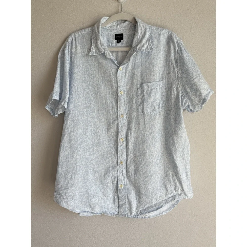 J.Crew Shirt Mens Printed‎ Short-Sleeve Linen-Blend Shirt Size XL Tropical BN322